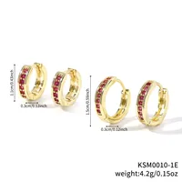 1 Set Simple Style Round Inlay Copper Zircon K Gold Plated Earrings sku image 5