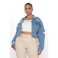 Women's Casual Elegant Streetwear Solid Color Single Breasted Coat Denim Jacket main image 4