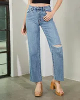 Women's Holiday Daily Selfie Casual Simple Style Streetwear Solid Color Straight Pants Jeans sku image 3