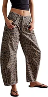 Women's Holiday Party Selfie Streetwear Leopard Full Length Jeans sku image 3
