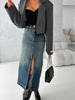 Women's Denim Skirt Simple Style Streetwear Solid Color Midi Dress Holiday Selfie sku image 5
