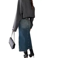 Women's Denim Skirt Simple Style Streetwear Solid Color Midi Dress Holiday Selfie main image 5