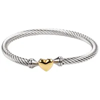 Titanium Steel Simple Style Heart Shape Plating Bangle main image 2