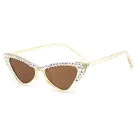 Fashion Streetwear Solid Color Ac Cat Eye Diamond Full Frame Women's Sunglasses main image 5
