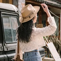 Women's Casual Ethnic Style Solid Color Big Eaves Straw Hat main image 3