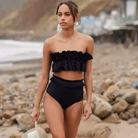 Women's Solid Color 2 Pieces Set Bikinis Swimwear main image 1