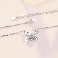 Sterling Silver Elegant Simple Style Bow Knot GRA Plating Moissanite Zircon Pendant Necklace main image 3