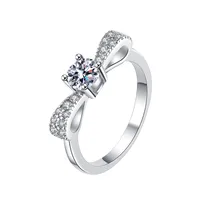 925 Sterling Silver Moissanite Zircon Bow Knot Rings main image 2