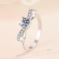 925 Sterling Silver Moissanite Zircon Bow Knot Rings main image 1