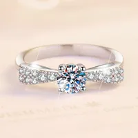 925 Sterling Silver Moissanite Zircon Bow Knot Rings main image 4