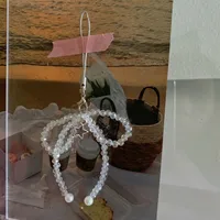 IG Style Sweet Bow Knot Beaded Glass Mobile Phone Chain Keychain main image 4
