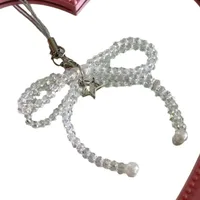 IG Style Sweet Bow Knot Beaded Glass Mobile Phone Chain Keychain main image 5