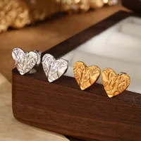 1 Pair 18K Gold Plated White Gold Plated 925 Sterling Silver Heart Shape Ear Studs main image 1