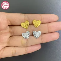 1 Pair 18K Gold Plated White Gold Plated 925 Sterling Silver Heart Shape Ear Studs main image 2