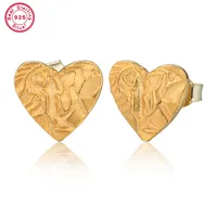 1 Pair 18K Gold Plated White Gold Plated 925 Sterling Silver Heart Shape Ear Studs sku image 1