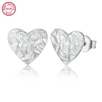 1 Pair 18K Gold Plated White Gold Plated 925 Sterling Silver Heart Shape Ear Studs sku image 2