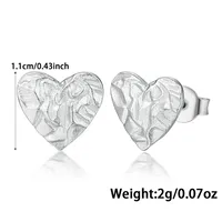 1 Pair 18K Gold Plated White Gold Plated 925 Sterling Silver Heart Shape Ear Studs main image 6