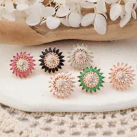 1 Pair IG Style Sweet Shiny Flower Hollow Out Inlay Copper Zircon Rose Gold Plated Ear Studs main image 1