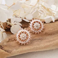 1 Pair IG Style Sweet Shiny Flower Hollow Out Inlay Copper Zircon Rose Gold Plated Ear Studs main image 2