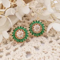 1 Pair IG Style Sweet Shiny Flower Hollow Out Inlay Copper Zircon Rose Gold Plated Ear Studs main image 7