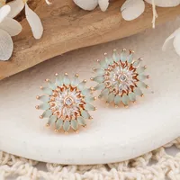 1 Pair IG Style Sweet Shiny Flower Hollow Out Inlay Copper Zircon Rose Gold Plated Ear Studs main image 4