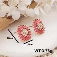 1 Pair IG Style Sweet Shiny Flower Hollow Out Inlay Copper Zircon Rose Gold Plated Ear Studs main image 8