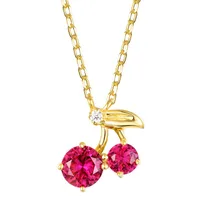 Sterling Silver Sweet Shiny Cherry Plating Inlay Zircon Pendant Necklace main image 5