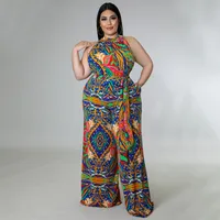 Women's Daily Vintage Style Color Block Full Length Printing Jumpsuits main image 5