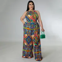 Women's Daily Vintage Style Color Block Full Length Printing Jumpsuits main image 4