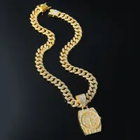 Hip-Hop Punk Clock Alloy Inlay Rhinestones Men's Pendant Necklace Necklace Pendant main image 1