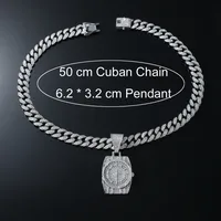 Hip-Hop Punk Clock Alloy Inlay Rhinestones Men's Pendant Necklace Necklace Pendant main image 5
