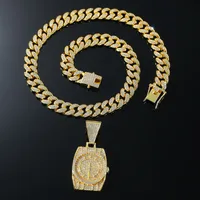 Hip-Hop Punk Clock Alloy Inlay Rhinestones Men's Pendant Necklace Necklace Pendant main image 4