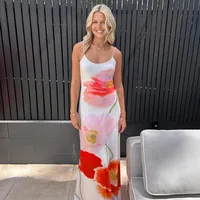 Women's Strap Dress Vacation U Neck Backless Sleeveless Flower Maxi Long Dress Holiday Beach main image 4