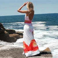 Women's Strap Dress Vacation U Neck Backless Sleeveless Flower Maxi Long Dress Holiday Beach main image 3
