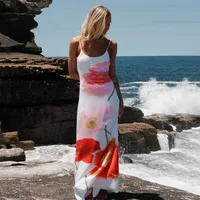 Women's Strap Dress Vacation U Neck Backless Sleeveless Flower Maxi Long Dress Holiday Beach main image 5