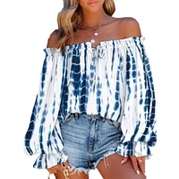 Women's Blouse Long Sleeve Blouses Printing Elegant Color Block main image 1