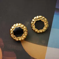 1 Pair Elegant Retro Geometric Alloy Tiger Eye Rhinestones Ear Studs sku image 3