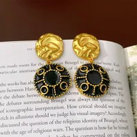 1 Pair Elegant Retro Geometric Alloy Tiger Eye Rhinestones Ear Studs sku image 18