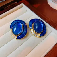 1 Pair Elegant Retro Geometric Alloy Tiger Eye Rhinestones Ear Studs sku image 11