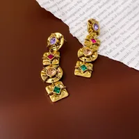1 Pair Elegant Retro Geometric Alloy Tiger Eye Rhinestones Ear Studs sku image 30