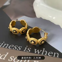 1 Pair Elegant Retro Geometric Alloy Tiger Eye Rhinestones Ear Studs sku image 7