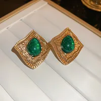 1 Pair Elegant Retro Geometric Alloy Tiger Eye Rhinestones Ear Studs sku image 10