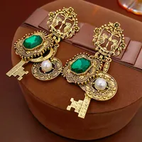 1 Pair Elegant Retro Geometric Alloy Tiger Eye Rhinestones Ear Studs sku image 20