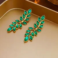 1 Pair Elegant Retro Geometric Alloy Tiger Eye Rhinestones Ear Studs sku image 15