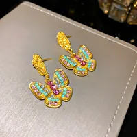 1 Pair Elegant Retro Geometric Alloy Tiger Eye Rhinestones Ear Studs sku image 8