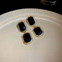 1 Pair Elegant Retro Geometric Alloy Tiger Eye Rhinestones Ear Studs sku image 12