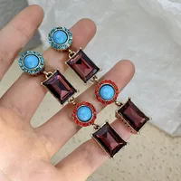 1 Pair Elegant Retro Geometric Alloy Tiger Eye Rhinestones Ear Studs sku image 31