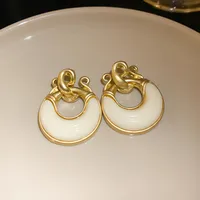 1 Pair Elegant Retro Geometric Alloy Tiger Eye Rhinestones Ear Studs sku image 6