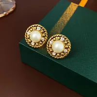 1 Pair Elegant Retro Geometric Alloy Tiger Eye Rhinestones Ear Studs sku image 4