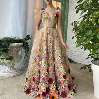 Women's Party Dress Elegant U Neck Sleeveless Flower Maxi Long Dress Banquet Cocktail Party main image 3